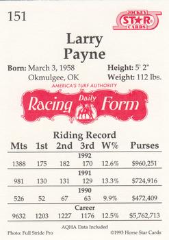 1993 Jockey Star #151 Larry Payne Back